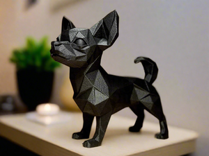 Geometric Chihuahua — Bold Low Poly Dog Figurine