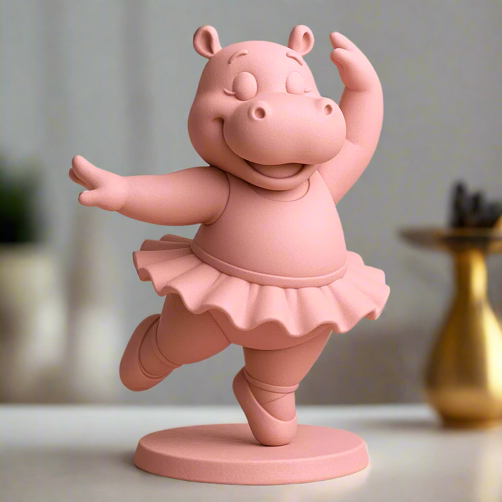 Dancing Hippo in Tutu Sculpture — Playful Ballet Animal Decor
