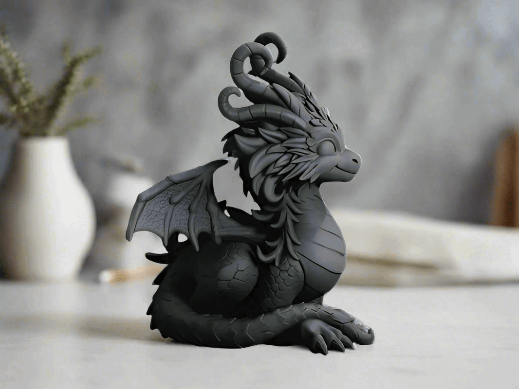 Decorative Black Dragon Figurine, Gothic Fantasy Sculpture, Collectible Desktop Ornament - Celestial Crafts