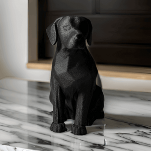 Decorative Black Labrador Dog Figurine, Sitting Pose, Modern Home Decor - Celestial Crafts