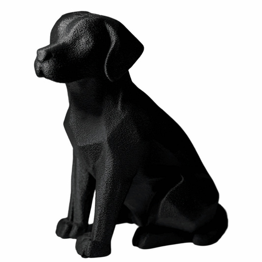 Decorative Black Labrador Dog Figurine, Sitting Pose, Modern Home Decor - Celestial Crafts