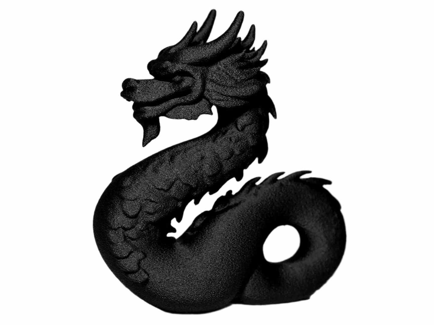 Decorative Dragon Figurine, Black Matte Finish, Mythical Oriental Design - Celestial Crafts