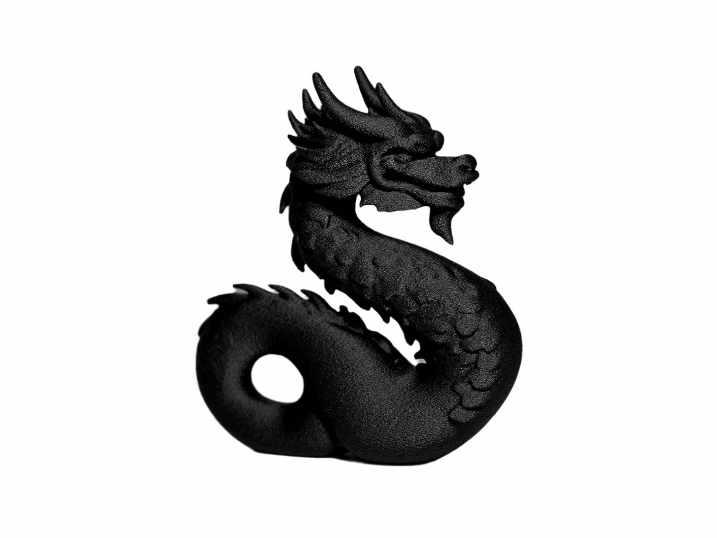 Decorative Dragon Figurine, Black Matte Finish, Mythical Oriental Design - Celestial Crafts