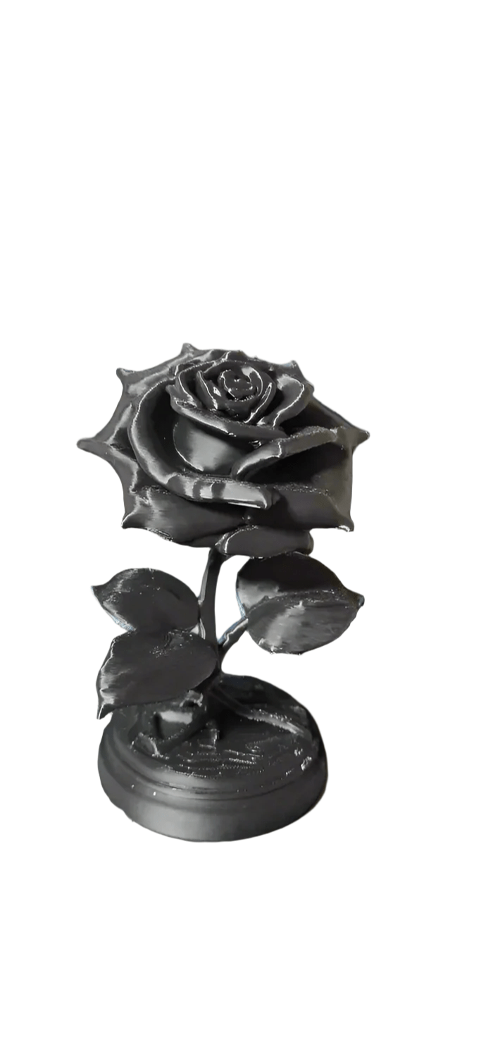 Decorative Rose Figurine, Black, Standing Rose Sculpture - Celestial Crafts