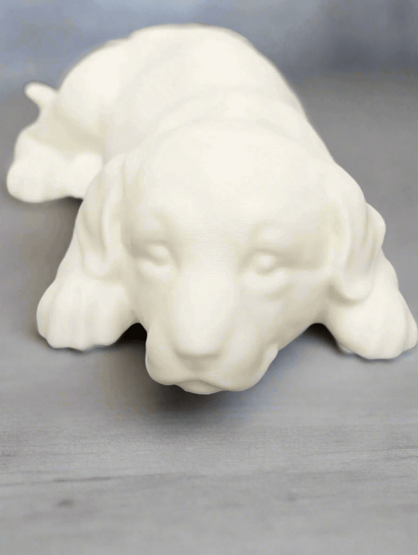 Decorative Sleeping Dog Figurine, White, Modern Home Decor - Celestial Crafts