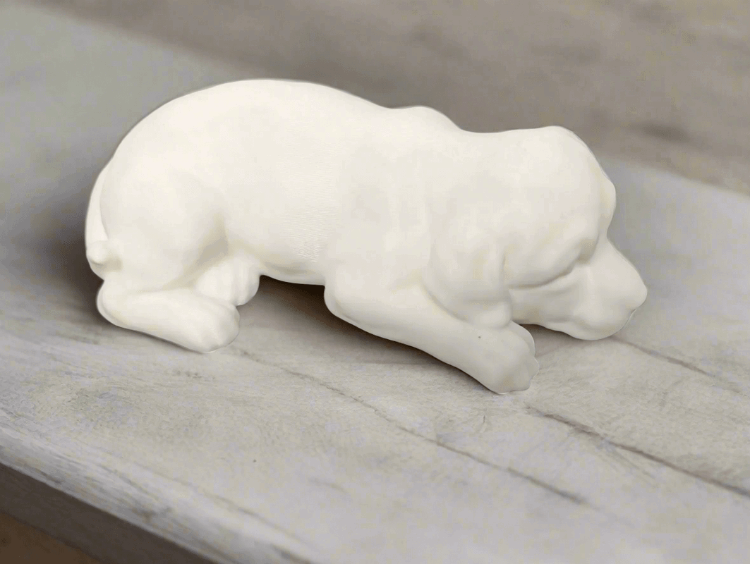 Decorative Sleeping Dog Figurine, White, Modern Home Decor - Celestial Crafts