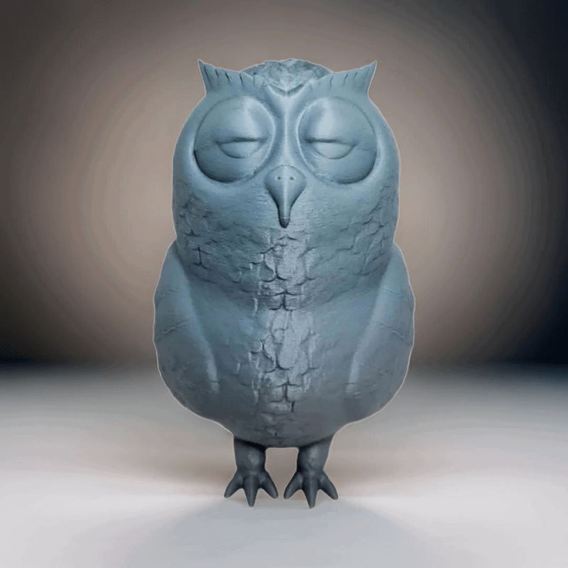 Decorative Sleeping Owl Figurine, Textured Grey Finish - Celestial Crafts