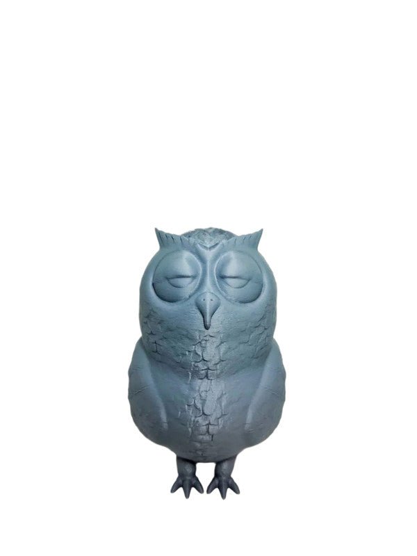 Decorative Sleeping Owl Figurine, Textured Grey Finish - Celestial Crafts