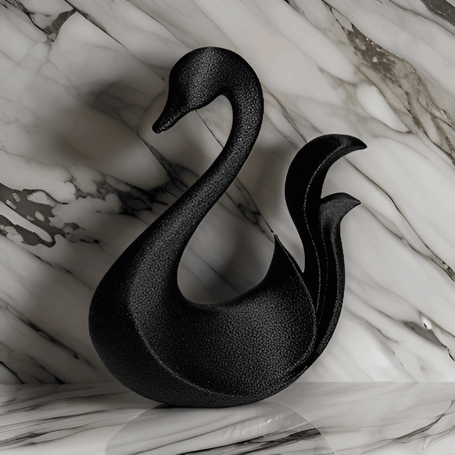 Decorative Swan Figurine, Black Textured Finish, Modern Home Decor - Celestial Crafts