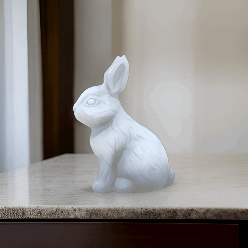 Decorative White Bunny Figurine, Modern Home Decor - Celestial Crafts