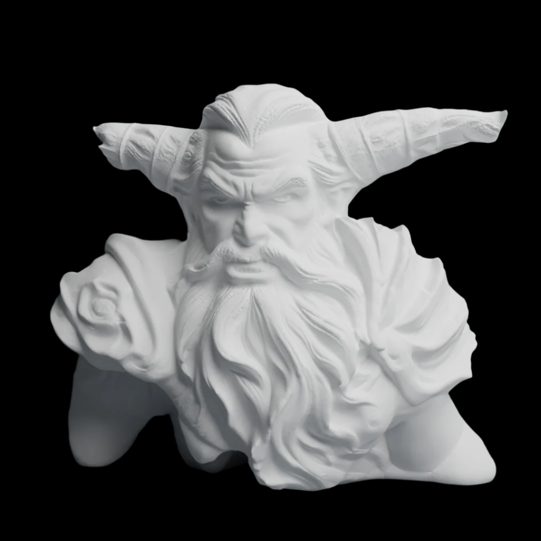 Destroyed Horned Demon Bust