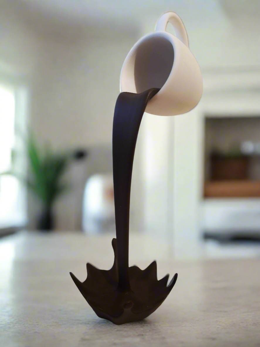 Modern Floating Mug Sculpture: Artistic Home Decor