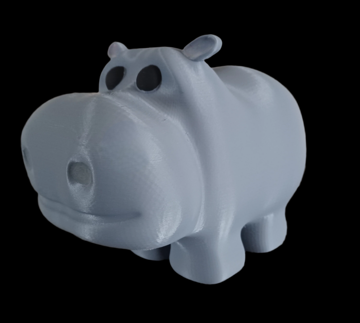 Cartoon Style Grey Hippo Sculpture: Fun Decor