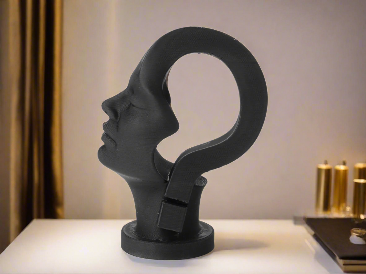 Question Mark Head Sculpture Abstract Art