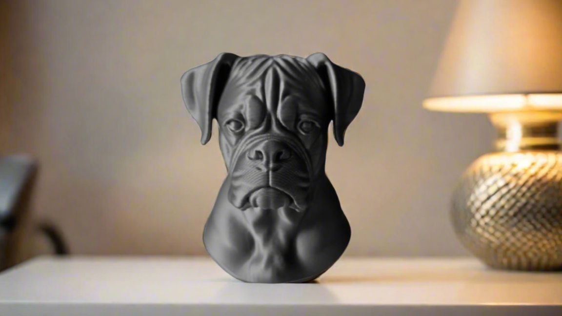 Boxer Bust Realistic Dog Sculpture