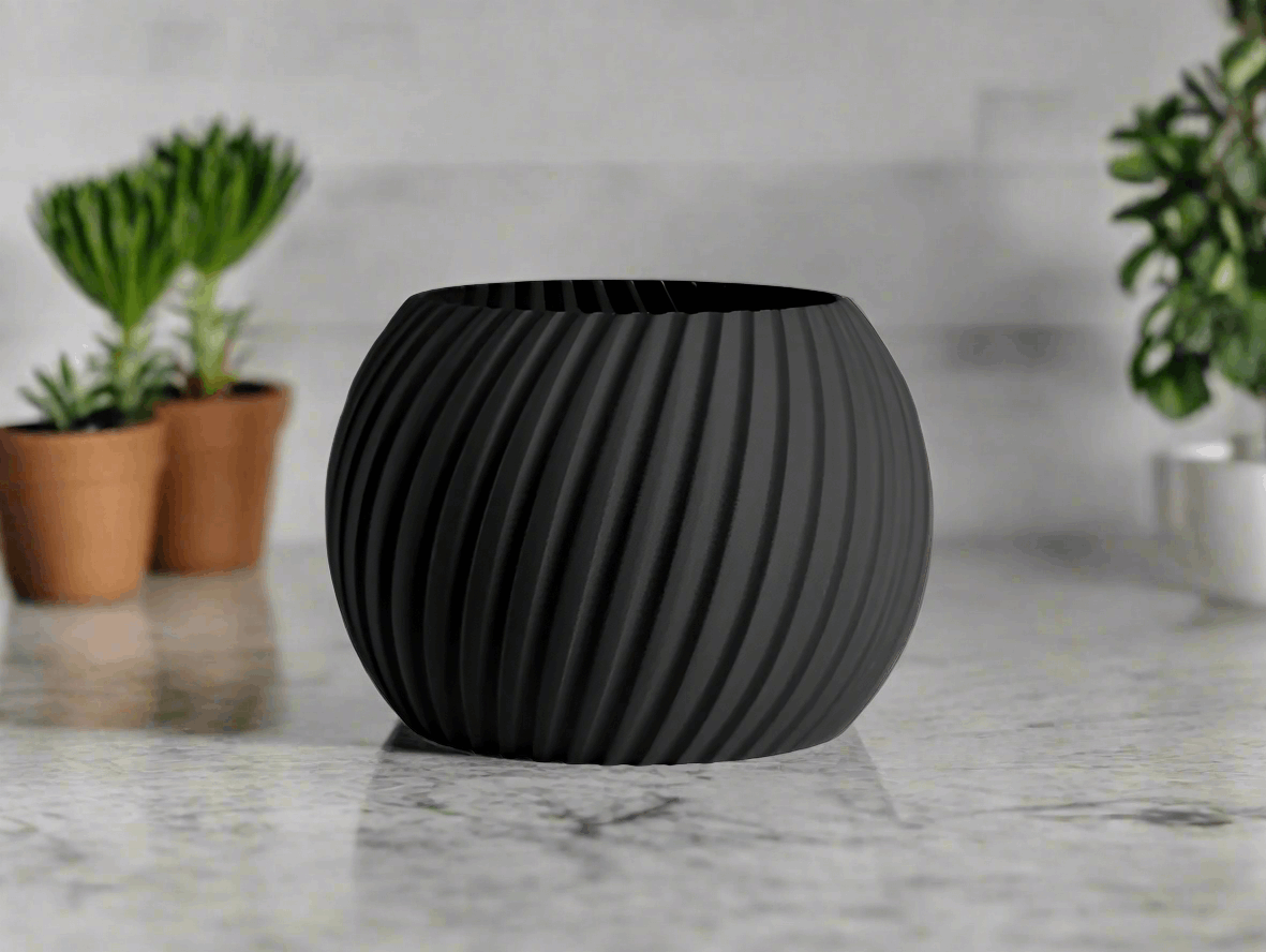 Sphere Planter – Unique 3D-Printed Striped Decorative Pot