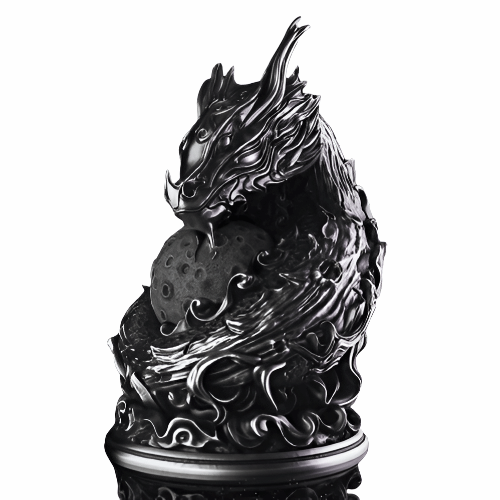Moon Dragon Bust – Detailed 3D-Printed Fantasy Display Figurine