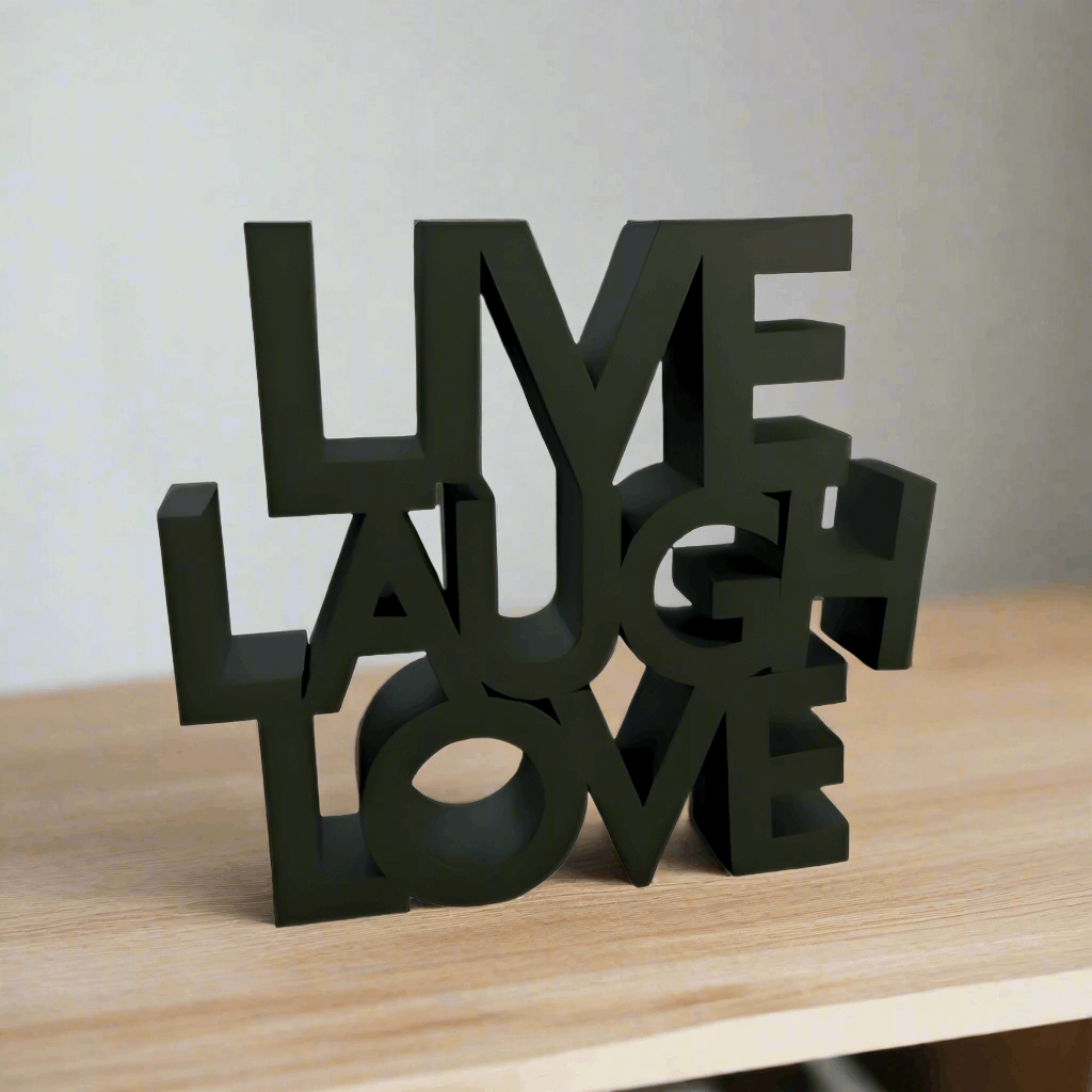 Live Laugh Love Text – 3D-Printed Motivational Wall Art Decor