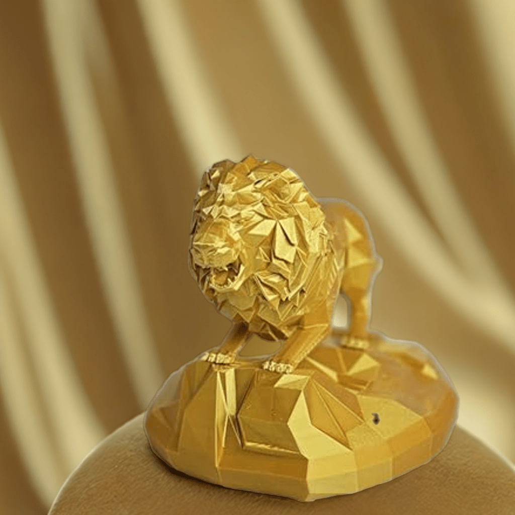 3D Printed Low Poly Lion Roars - Modern Wildlife Sculpture - Celestial Crafts