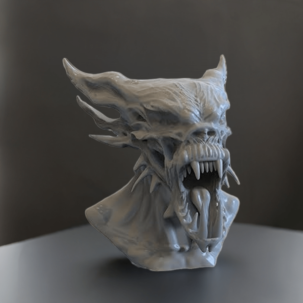 3D Printed Bust of a Demon: Sinister Decor Accent - Celestial Crafts