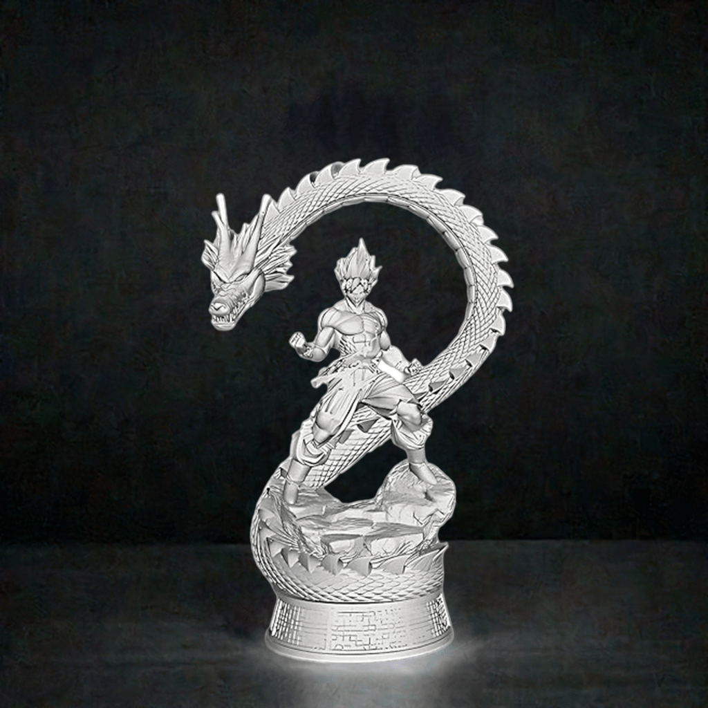 Showpiece - : 3D Printed Warrior and Dragon Figurine Tabletop Home Decor Sculpture showpiece - Celestial Crafts