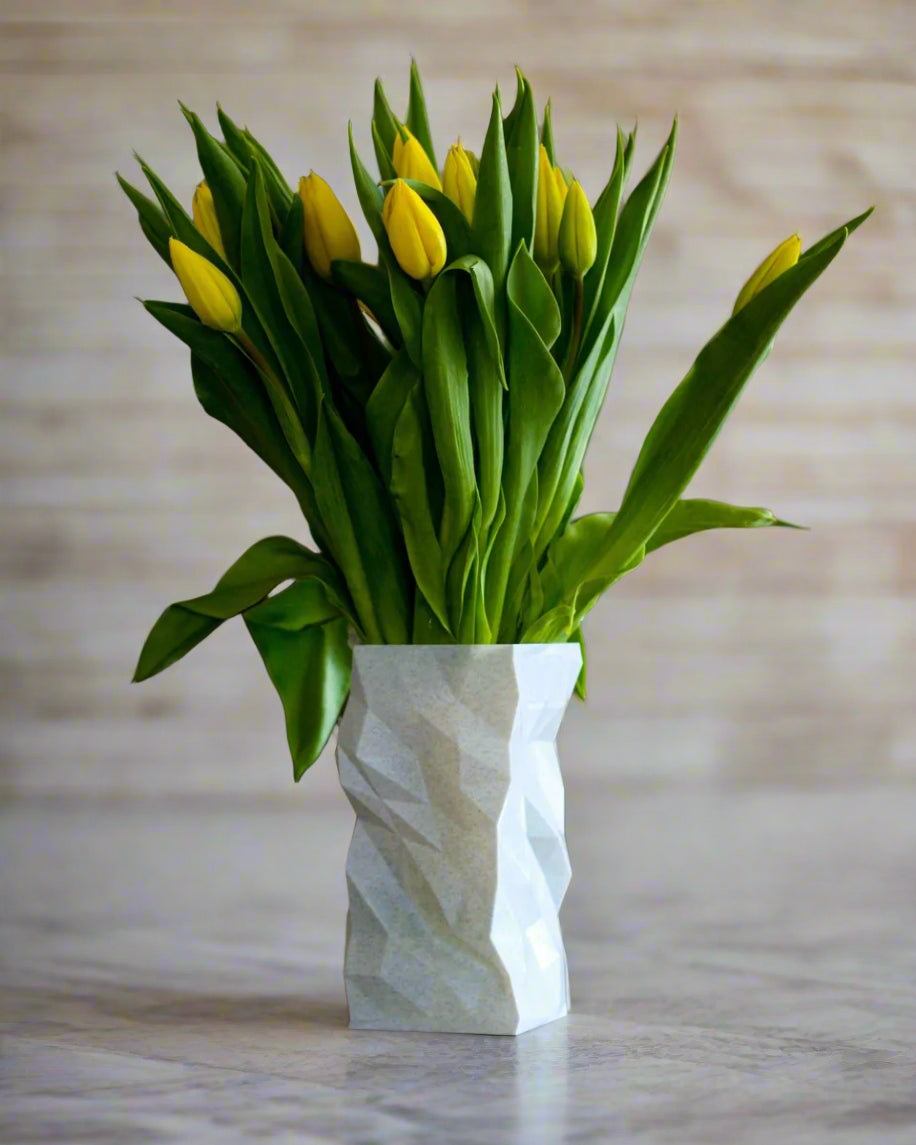 Square Rough Vase – Textured 3D-Printed Home Accent Vase