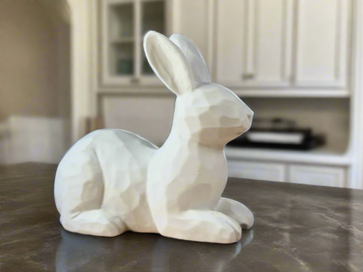 White Geometric Bunny Figurines: Modern Easter Decor