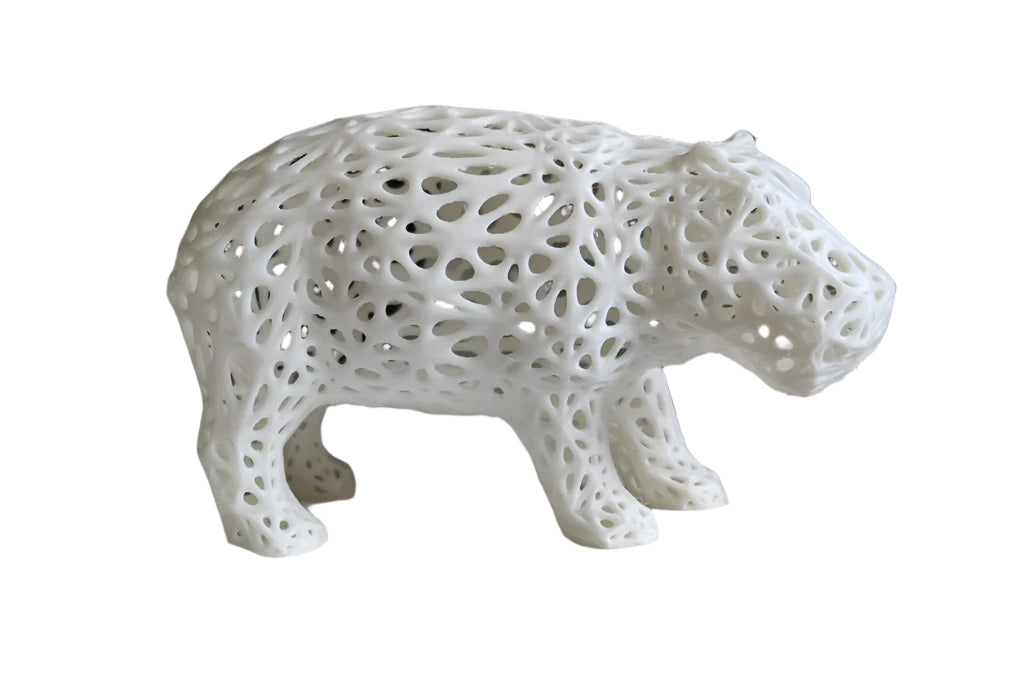 Geometric White Hippo Statue: Stylish Home Accent