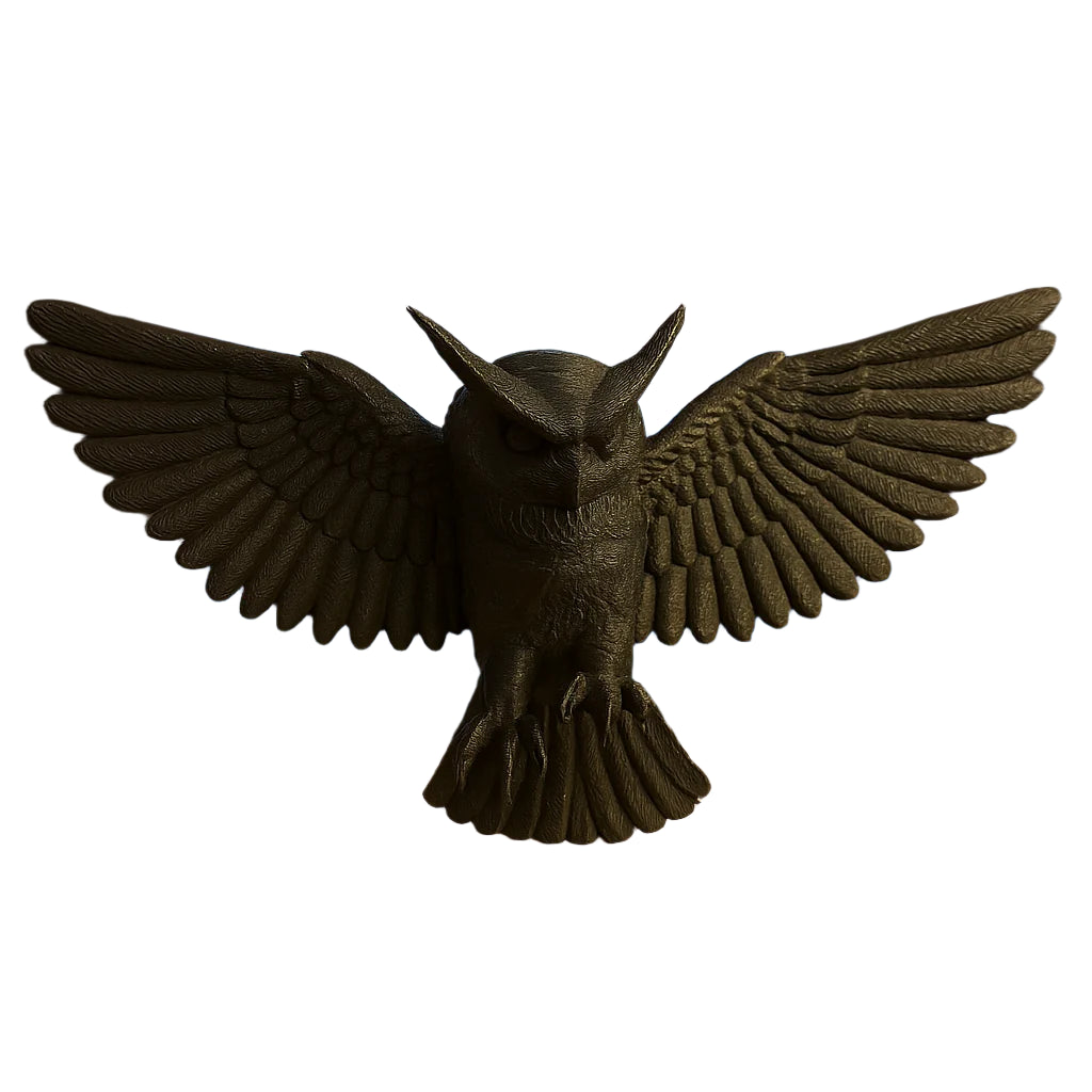 Black Owl Figurine Displaying Wings: Bird Theme Decor