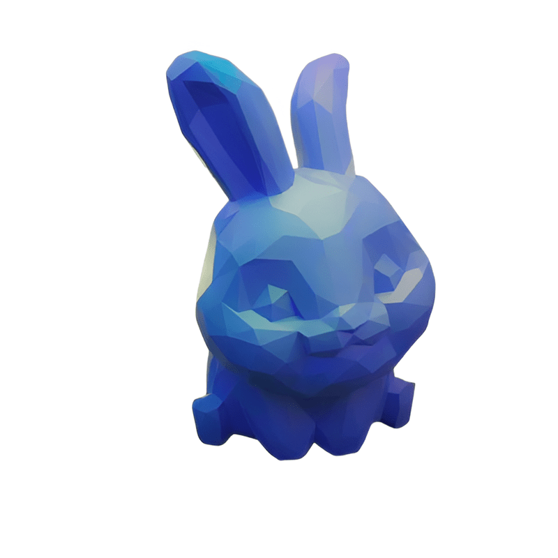 Low Poly Bunny Figurine, Geometric Design, Blue, Decorative Desktop Sculpture - Celestial Crafts