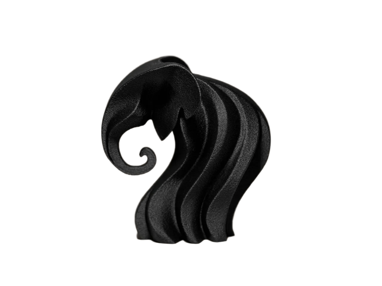 Modern Abstract Elephant Sculpture, Black Decorative Figurine, Wave Design - Celestial Crafts