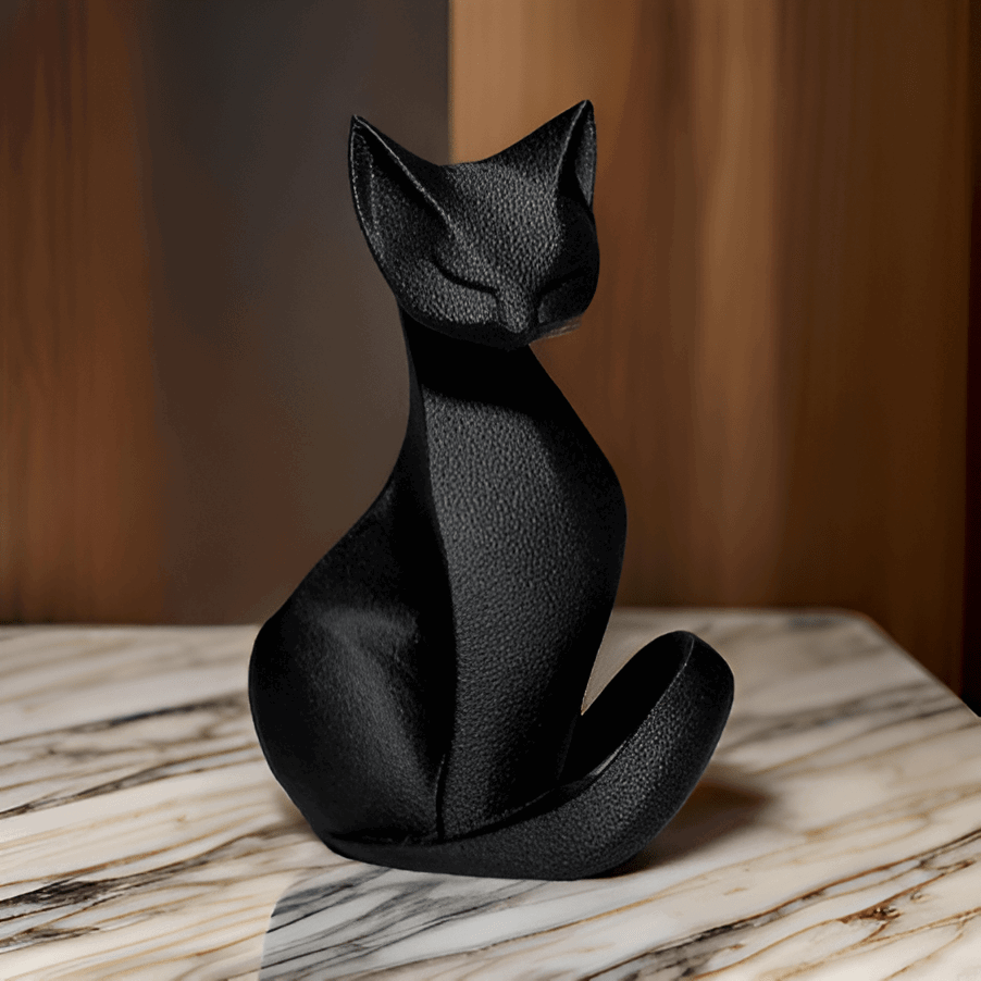 Modern Black Cat Figurine, Decorative Statue, Home Decor Sculpture - Celestial Crafts