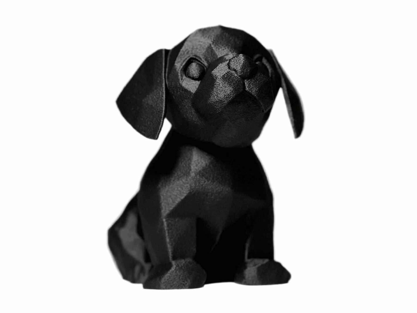 Modern Geometric Black Dog Figurine, Decorative Puppy Statue, Home Decor Sculpture - Celestial Crafts