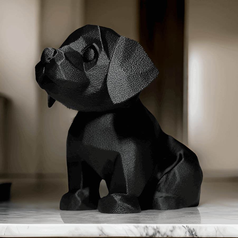 Modern Geometric Black Dog Figurine, Decorative Puppy Statue, Home Decor Sculpture - Celestial Crafts