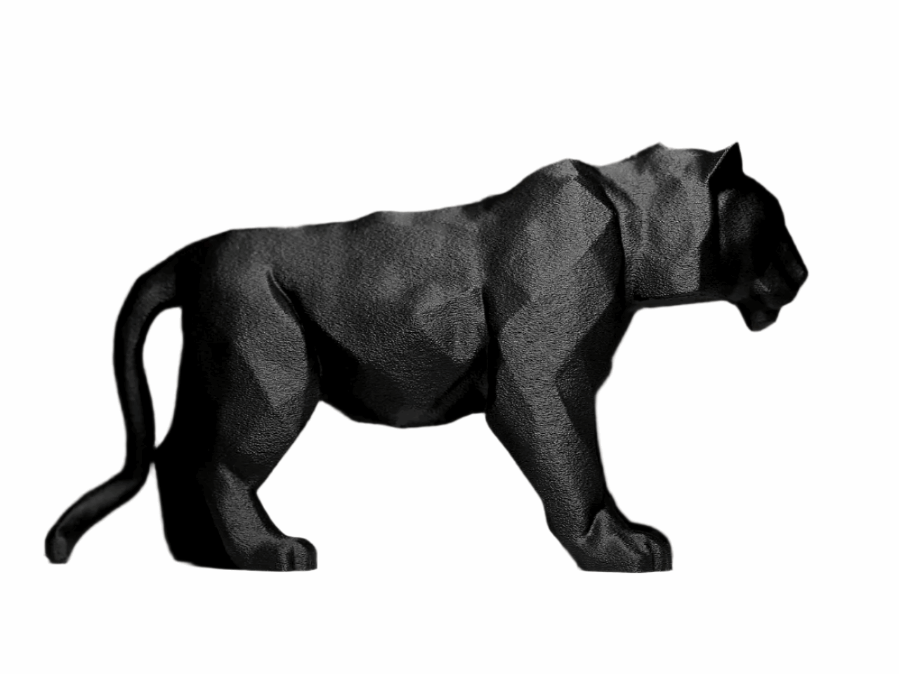 Modern Geometric Black Tiger Decorative Figurine, Contemporary Art Sculpture - Celestial Crafts