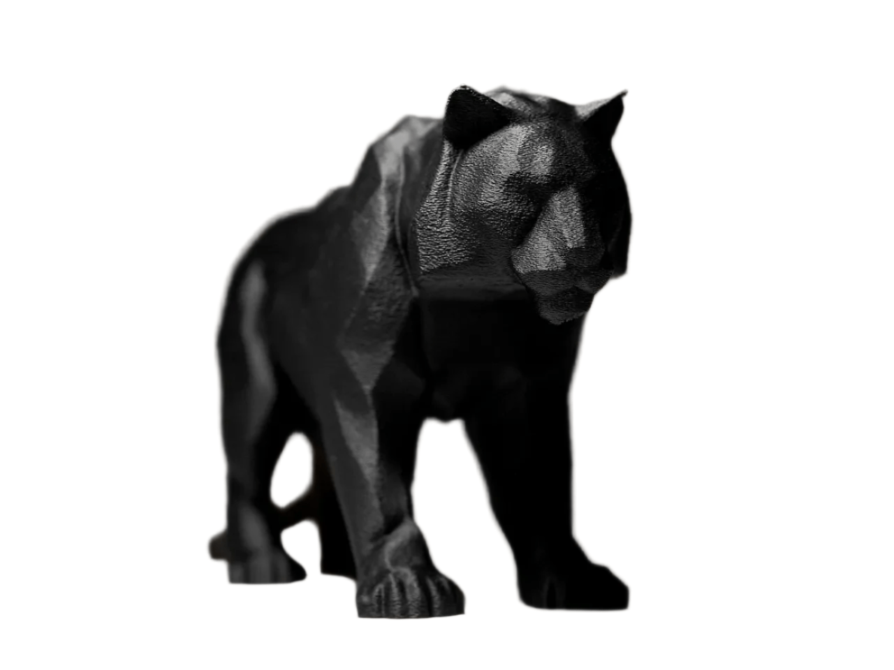 Modern Geometric Black Tiger Decorative Figurine, Contemporary Art Sculpture - Celestial Crafts