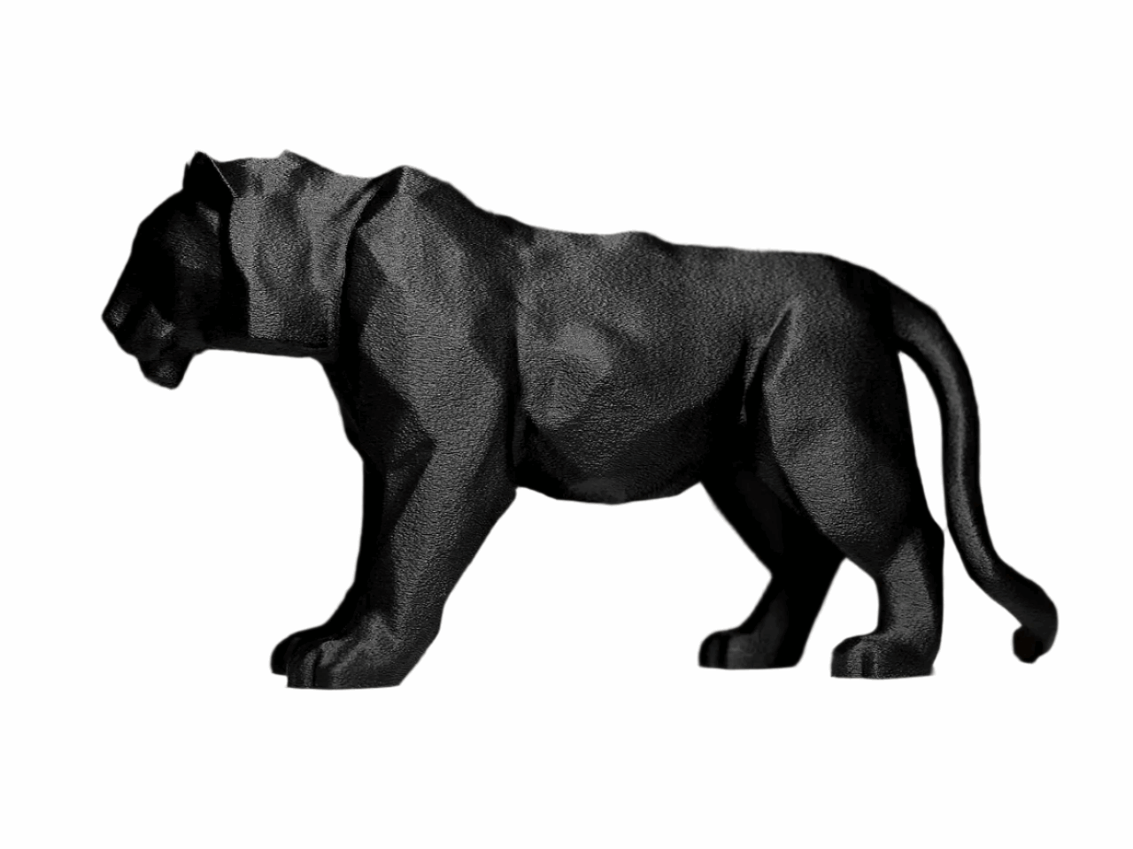 Modern Geometric Black Tiger Decorative Figurine, Contemporary Art Sculpture - Celestial Crafts