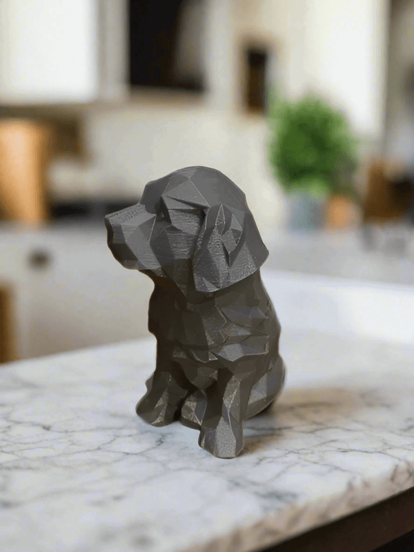 Modern Geometric Dog Figurine, Low Poly Design, Black Decorative Statue - Celestial Crafts
