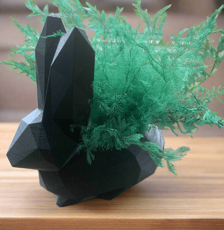 Modern Geometric Rabbit Planter, Black Low Poly Design - Celestial Crafts