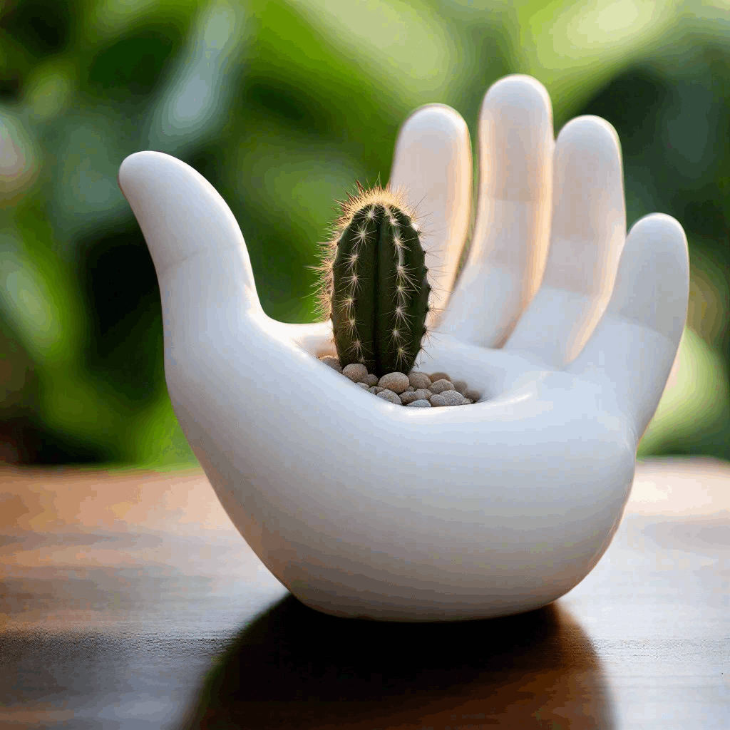 Hand-Shaped Flower Pot