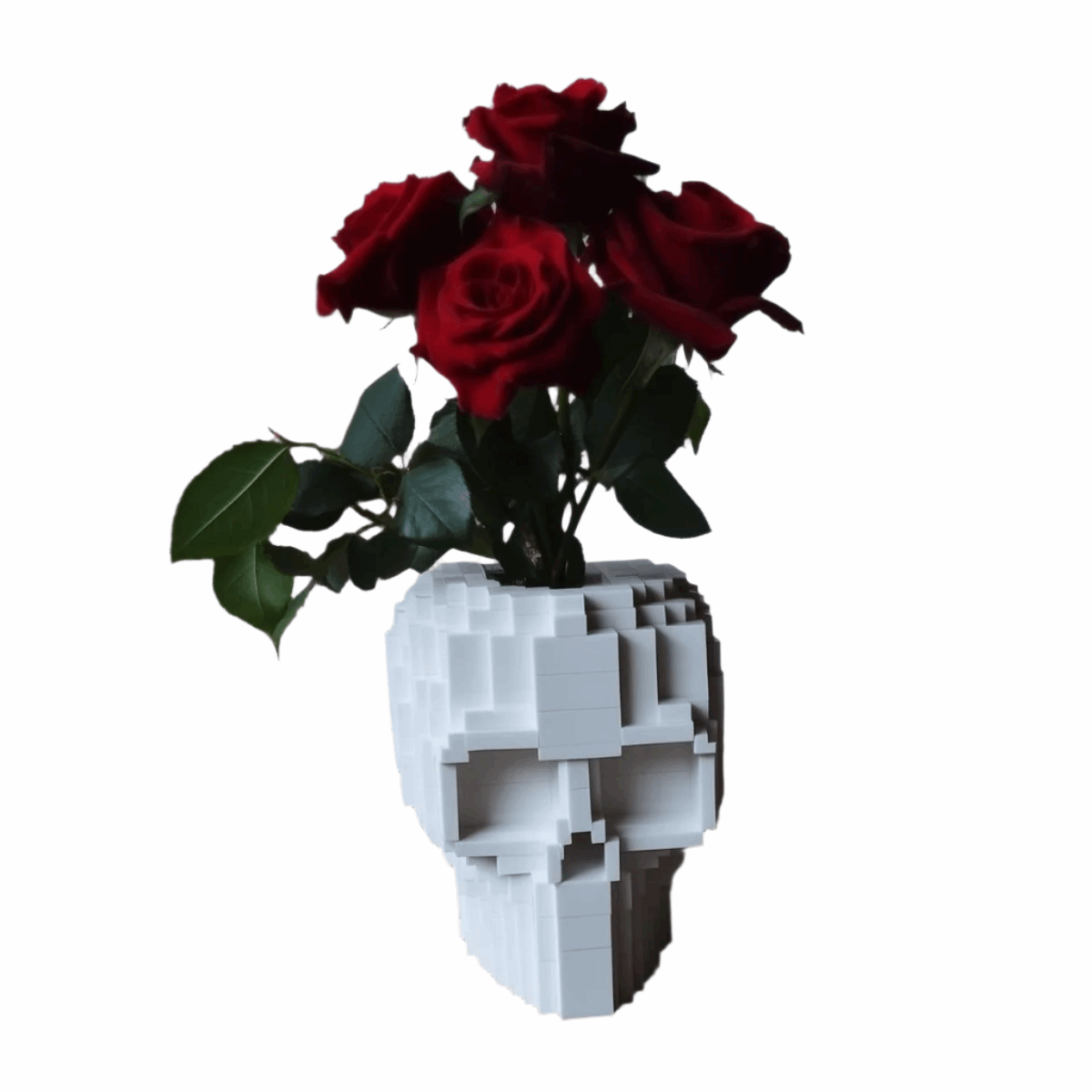 Pixelated Skull Vase