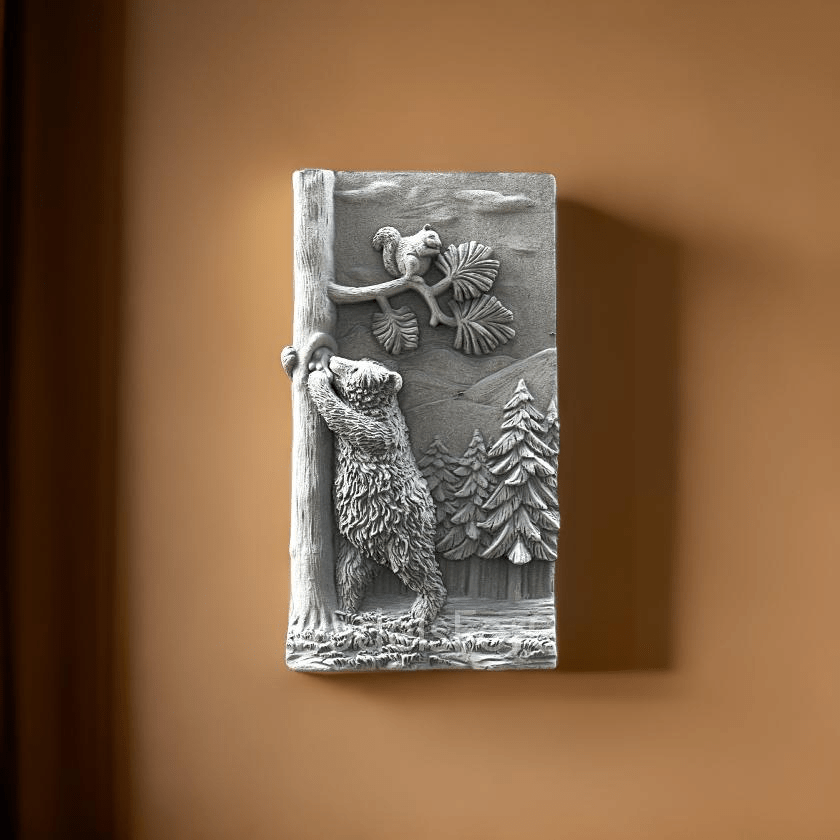 Bear Eating Honey Decorative Piece - Charming Wildlife wall Decor - Celestial Crafts