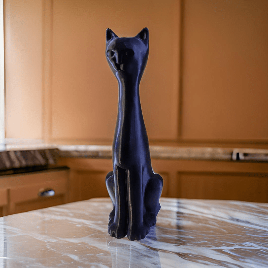 Sleek Black Cat Figurine - A Modern and Minimalist Statement Piece - Celestial Crafts