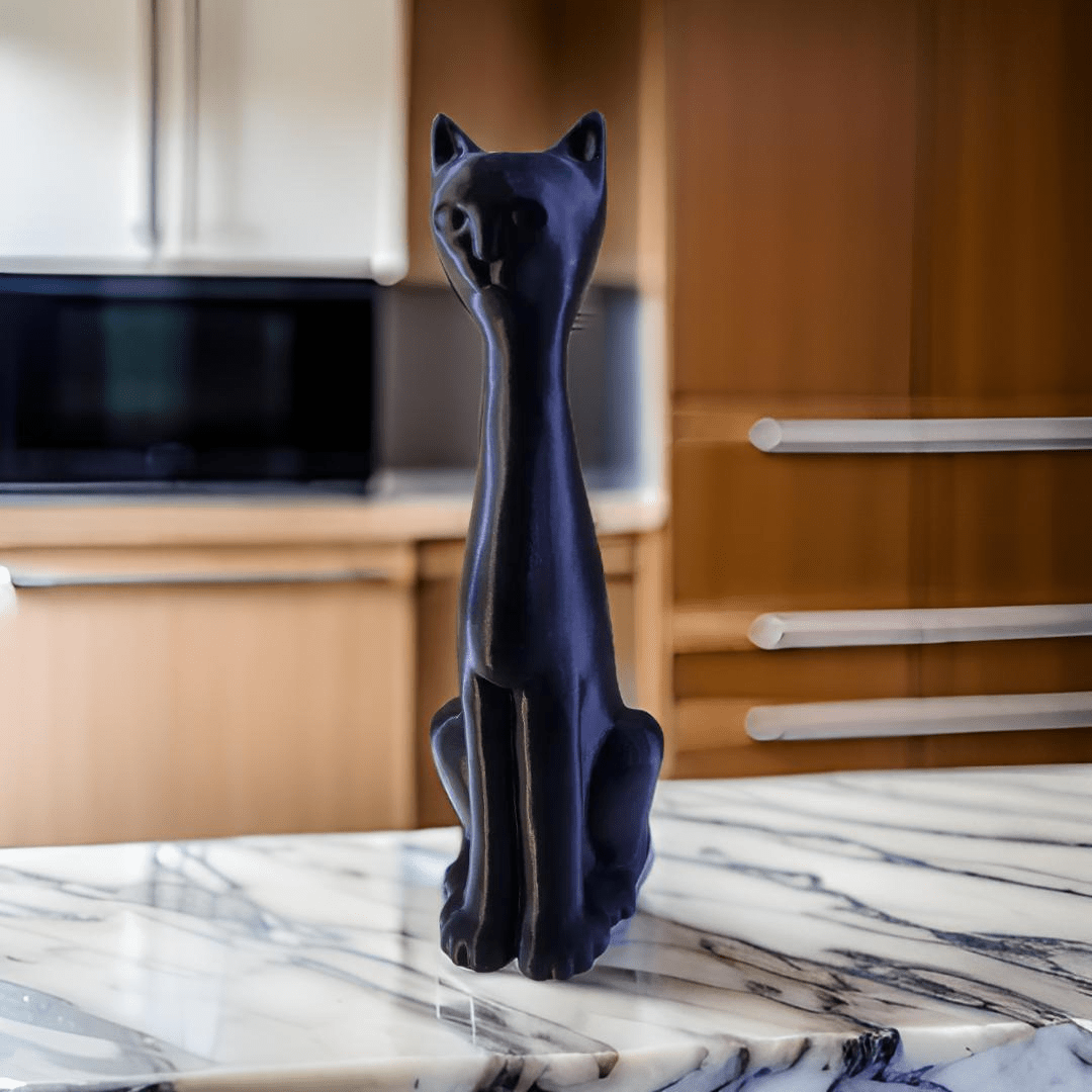 Sleek Black Cat Figurine - A Modern and Minimalist Statement Piece - Celestial Crafts