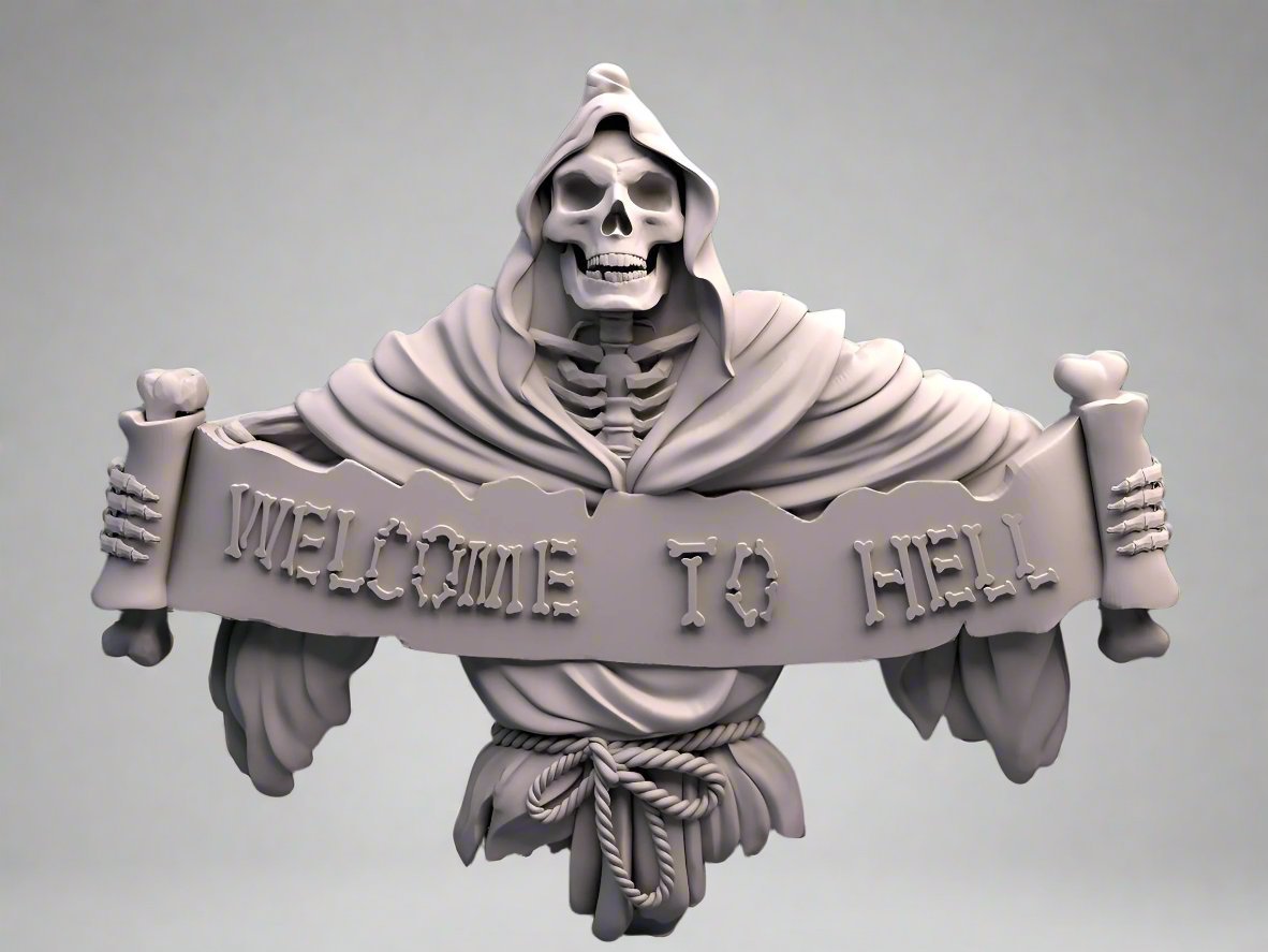 Hell Skull Wall Hanging - Gothic and Eerie Wall Decor - Celestial Crafts