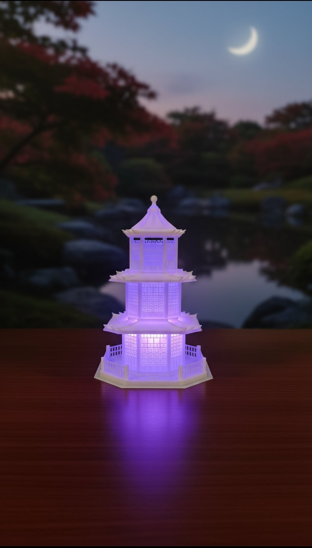 Celestial Crafts Japanese Pagoda Night Lamp Showpiece | Decorative LED Temple Lamp for Home Décor, Gifts & Table Decoration with remote
