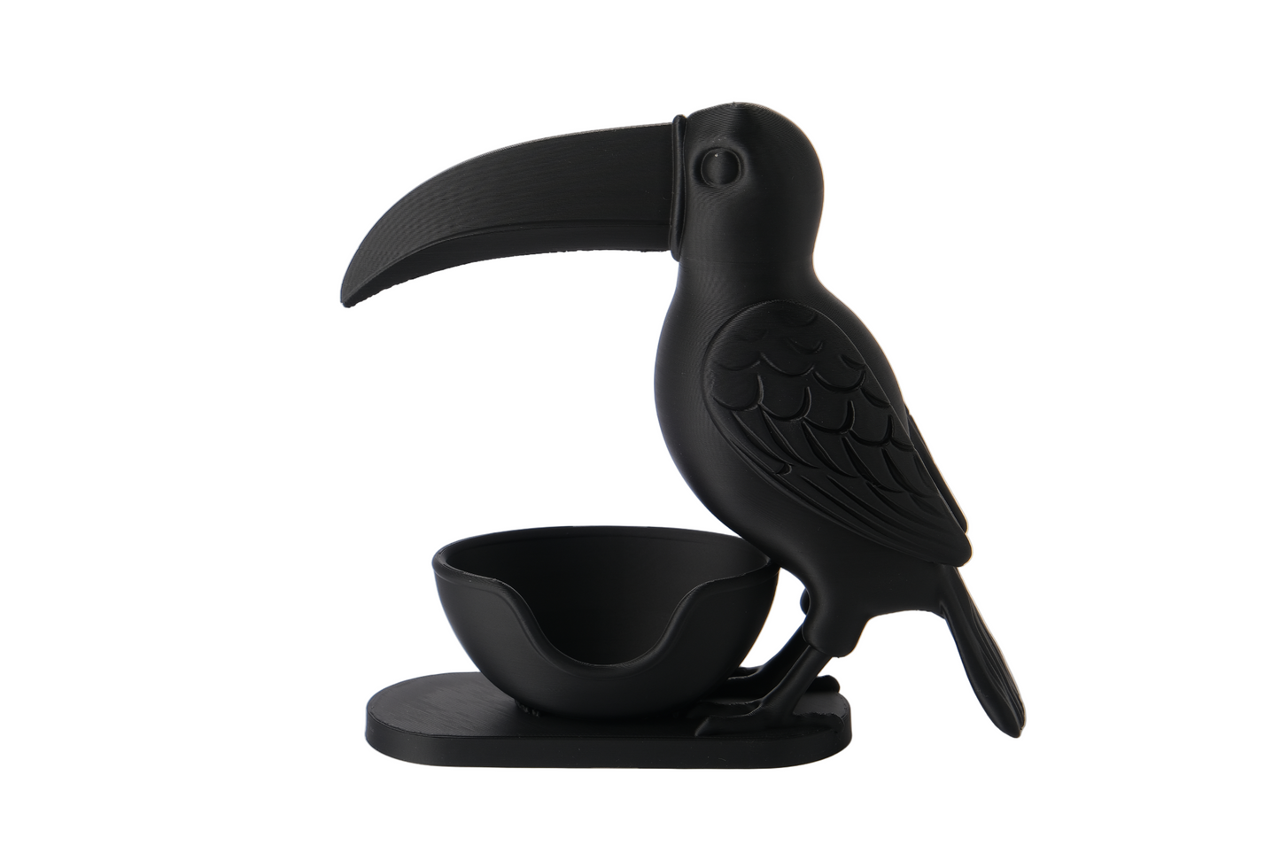 Toucan bird serving bowl product shot - artistic home decorative item against white background
