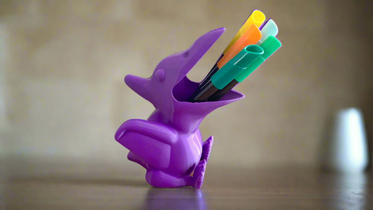 Purple 3D Printed Dinosaur Pen holder