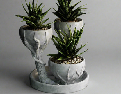 Three Cups Flower Pot – Unique Multi-Planter 3D Printed Decorative Vase