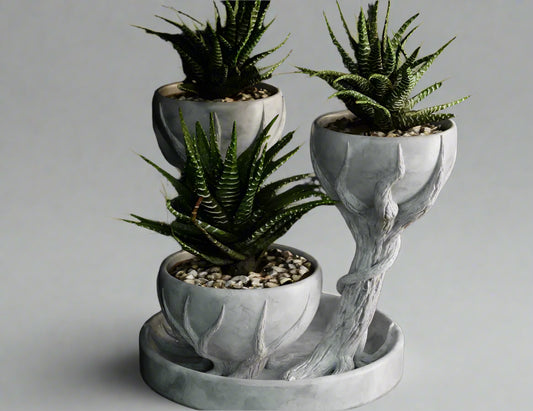 Three Cups Flower Pot – Unique Multi-Planter 3D Printed Decorative Vase